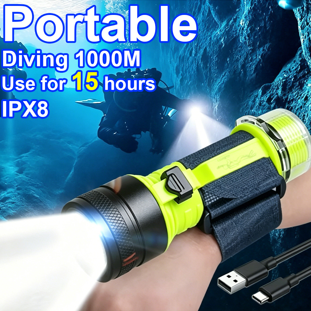 Underwater Flashlight - مصباح غوص LED محمول جديد احترافي،