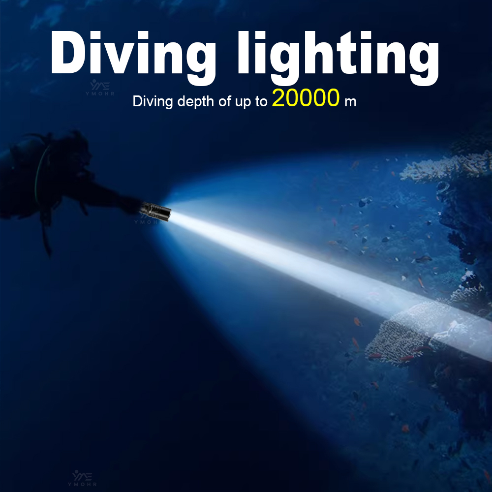 مصباح غوص قوي بقوة 20000 متر،  - مراجعة Underwater Flashlight وسعره