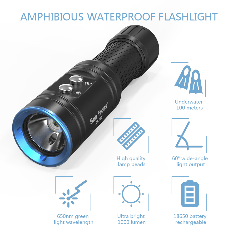 Strbea 1000 لومينز مصباح ليد ج - مراجعة Underwater Flashlight وسعره